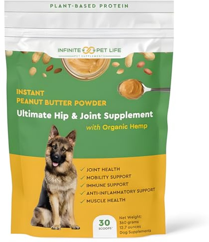 Infinite Pet Life Joint and Hip Supplements for Dogs Instant Peanut Butter Powder | 12.7 oz | Promotes Joint Health, Mobility, & Muscle Health