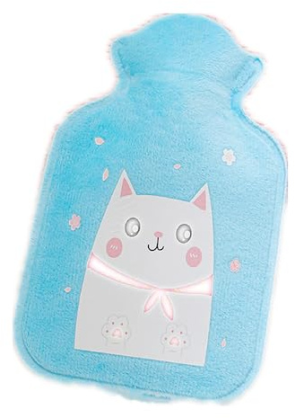 LZHLMCL Warmwasserbeutelkleine Wärmflasche Plüsch Handwärmer Beutel Wasser Mini Tragbare Heiße Kompresse Handwärmer Blaue Katze