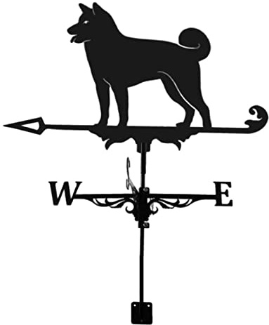 ANCHA Store Shiba Inu Weathervanes, Dog Weather Vane, Garden Sign with Roof Mount, Stainless Steel Wind Direction Measuring Tool for Outdoor Farms