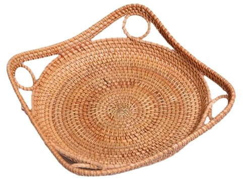 Uposao Panier De Service Corbeille à Fruits Panier D’Osier Rangement en Rotin Empilable Organisateur Tressé Naturel Boîte De Rangement Portable pour Cuisine Cookies, Pain, Fruits
