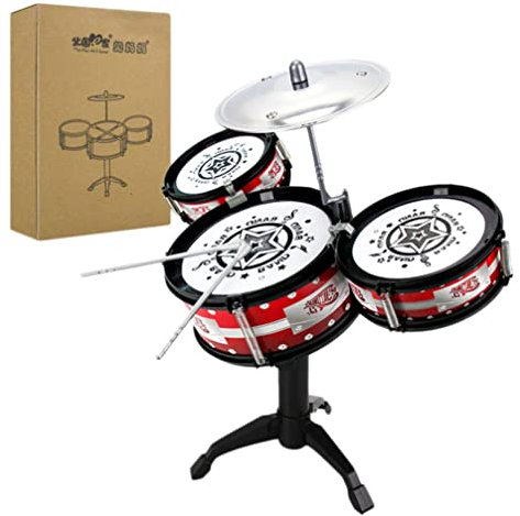 SAFIGLE Kleines Kunststoff-Trommel-Set Spielzeug für Kinder Playtron Kleines Baby-Trommel-Set Kind Mini-Musik-Trommel-Spielzeug Mini-Band-Rock-Set Musikinstrumente