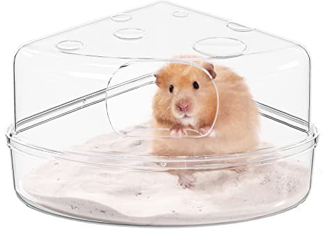 BUCATSTATE Hamster Sandbad, Hamster Sand Badezimmer Sandkasten Toilette Sand Trockenbad Container für Chinchilla, Goldene Bären, Gerbil (Large, Transparent)