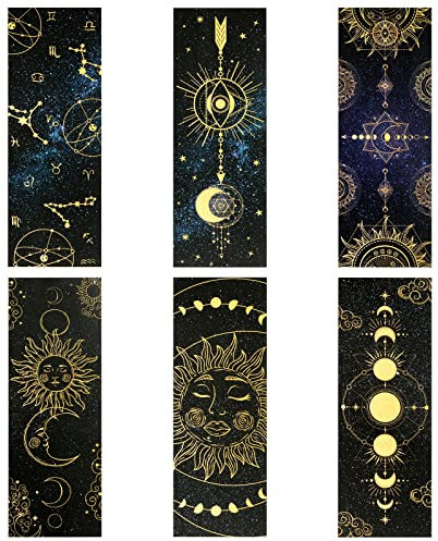 Honoson 18 Stück Astrologie Lesezeichen Set Ästhetische Galaxie Lesezeichen Stern Sonne Mond Doppelseitige Papier Buchmarker Ozean Seiten Markierungen Geschenke für Lesen Buchliebhaber (Astrologie)