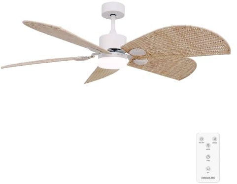 Cecotec Ventilador de Techo con Luz EnergySilence Aero 5290 Natural motor DC 40W, 52 pulgadas, luz LED de 18W, temporizador 8h, modo winter-summer, 6 velocidades, 5 aspas giratorias