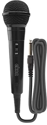 EKON Microphone Filaire Ekon, connecteur Jack 6,35 mm, 3 mètres, 50dB+/-3dB, Protection Contre Les Plis pour Les Tables de mixage, karaoké, Haut-parleurs, Hi-FI
