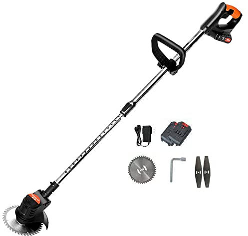 Tondeuse à Gazon Manuelle sans Fil 21 V, Tondeuse à Gazon à Piles 1300 W avec Batterie au Lithium graphène et Chargeur Rapide, Coupe-Bordure électrique pour Bordure/Coupe derrière