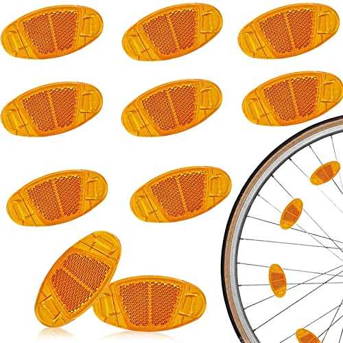 YOUYIKE 10 Pezzi Catarifrangente per Raggi di Bicicletta, Catarifrangenti Raggi Ruota Bici,Riflettori Bici Arancione, Catarifrangenti Bicicletta per Adatto a Qualsiasi Tipo di Bicicletta (Giallo)