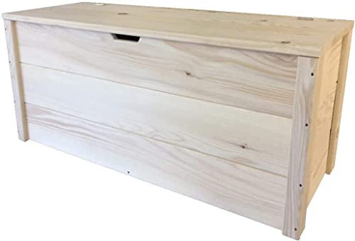 TOTAL WOOD 2012, Baúl en Madera Natural, Modelo Matej, Baúl con Tapa para Interior y Exterior, Medidas (90x45x50)