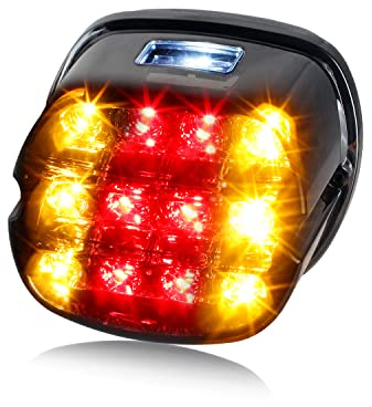 NTHREEAUTO Smoked LED Rear Brake Tail Light Integrated Turn Signals Taillights Compatible with Harley Dyna Road King Electra Glide Sportster Heritage Softail Touring