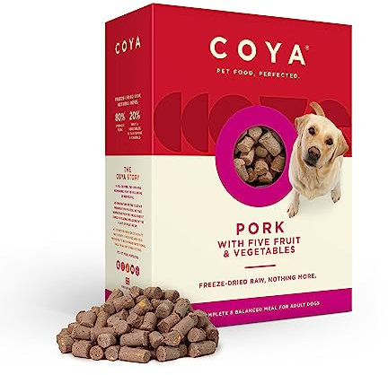 COYA Freeze-Dried Pork Dog Food, Hypoallergenic & Grain Free, 750g - 80% Meat, 20% Fruit & Veggies | Complete, Easy Raw Solution