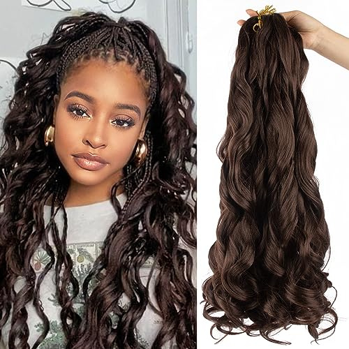 Curly Braiding Hair 24 Inch Pre Stretched Bouncy Braiding Hair French Curl Braids Crochet Hair (24 inch,4#)