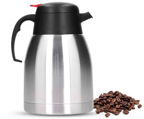 OrionMart 1.5L Coffee Tea Carafe Vacuum Jug Double Walled Insulated Stainless Steel Thermal Flask | Travel Coffee Dispenser –Tea Pot Keep Water or Drink Hot & Fresh Upto 12 Hours