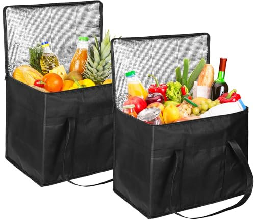 2er großen Kühltaschen, 30L Faltbare Isoliertasche Picknicktasche, Wiederverwendbare Picknicktasche,Verstärktem Boden Picknick Kühltasche Bierkasten Camping für Picknick, BBQ, Lieferung, Einkaufen