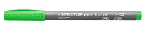 STAEDTLER Pigment Brush Pen 371 – Maigrün, 10 Stück | Pinselspitze, wasserfeste Multi Ink Tinte, lichtbeständig & permanent – Art.-Nr. 371-513