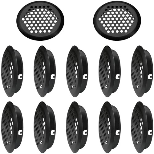 12 PCS Round Louver Grill Cover Air Vents (Black)