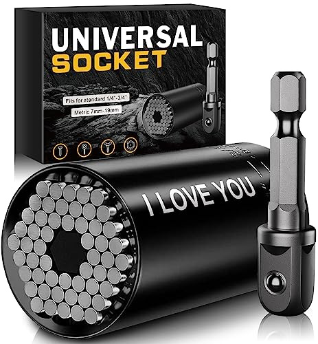 Wareon Valentines Day Tools Gifts for Men - Super Universal Socket Tools Gifts for Him Husband Mens Gifts Who Have Everything Cool Stuff Ideas Gadgets Birthday Gifts for Dad Grip Socket Set (7-19mm