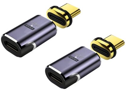 2 stycken USB C magnetisk adapter, PD 140 W, 40 GBP/s dataöverföring, 8 K@60 Hz video, magnetisk USB-C-adapter, typ C-magnet kontakt för bärbar dator mobiltelefon HDTV