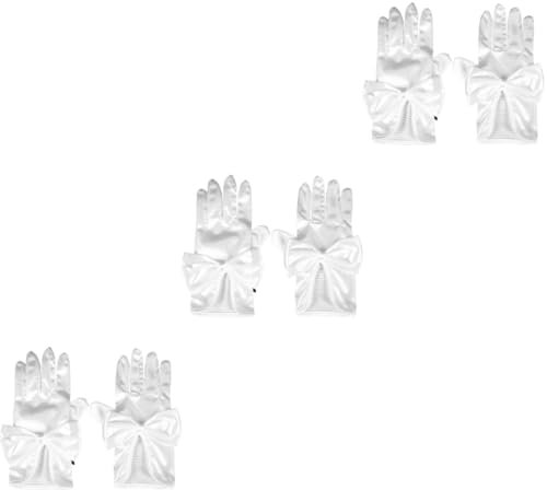 SOIMISS 3paare Brauthandschuhe Aus Satin Mit Großem Schleifen-design Elegante Hochzeitskleid-zubehör Und Elastisch Für Hochzeit Verlobung Und Abschlussball