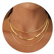 ALEXCRAFT Collar de Acero 18K Chapado en Oro 1.5/3mm 36/40/45+5cm para Mujer Cadena de Oro Plano Serpiente de Acero Inoxidable
