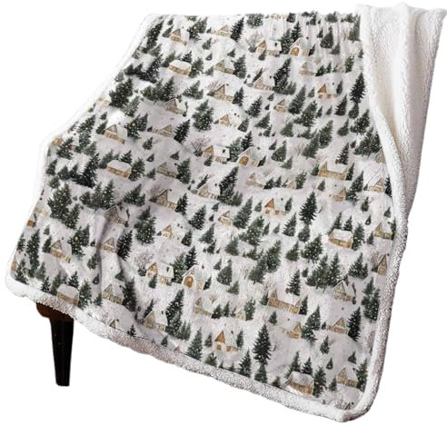 XGTEAHHC Kaschmirdecke für Weihnachten und Winter, Schneelandschaft, warm, Winter, weich, Überwurf, Decken für Bett, Sofa, Wolldecke, Tagesdecke, 125 x 150 cm
