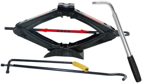 Wagenheber 1T, 1,5T, 2 Tonnen Scherwagenheber an Bord mit einem handbetätigten Reifenwechselwerkzeug. Arbeitssparender Wagenheber für Kleinwagen hebebühne Auto(2T and Tire Wrench)