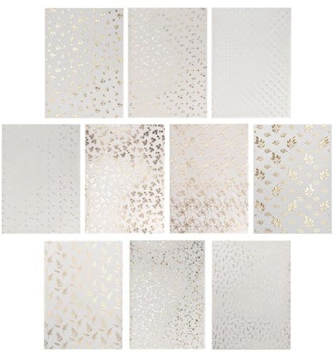 Ideen mit Herz Papel transparente con papel de aluminio dorado, DIN A4, para faroles, tarjetas de felicitación, motivos 3D, 130 g/m², 10 diseños, color blanco, 20 hojas (surtido 2)
