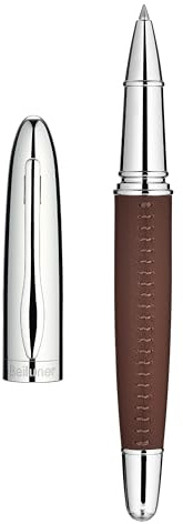 BEILUNER 318 Luxury Leather Rollerball Pen, Hand-Stitched Premium Leather & Chrome-Plated Finish, Schmidt Ink Refill, Best Executive Gift Set for Men & Women, Refillable Writing Pen - Brown