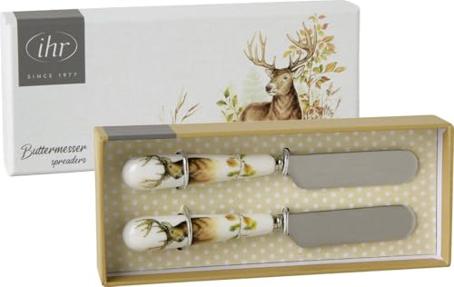 IHR Ideal Home Range Buttermesser Set Motiv: Hunted Deer cream - Hirsch Geweih