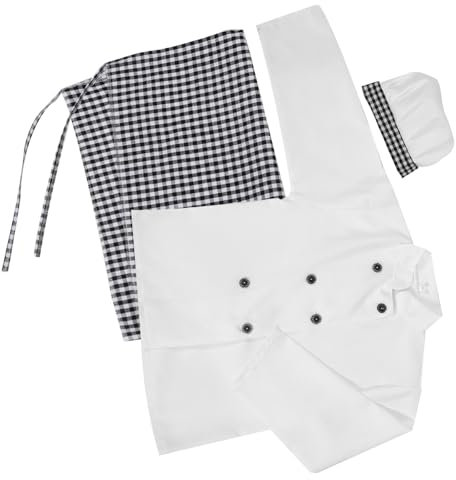 Vaguelly Disfraz Chef Infantil Con Gorro y Delantal De Cocina Para Niño Niña y Niñas Rol Para Pequeños Chefs Apto Para Aprendizaje y Entretenimiento Casa Para Cocinar y Hornear Diseño