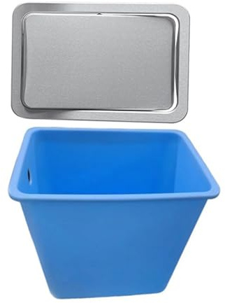 HADECOLL Poubelle De Comptoir Encastrée, Poubelle Encastrée dans Un Meuble De Cuisine, Poubelle en Acier Inoxydable avec Couvercle, Poubelle Commerciale, Bleu, Taille Unique
