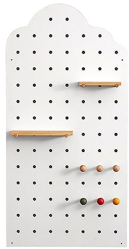 Generico Kit Pannello Forato in Legno massello da Parete, Pannello portaoggetti Fai da Te per Attrezzi da Garage, Organizer espositivo Perforato, Bianco, 70x150 cm - Perfetto per l'arredamento e l'or