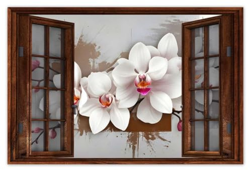H10403M_WBNS1E Stickers muraux Motif orchidée blanche 60 x 40 cm