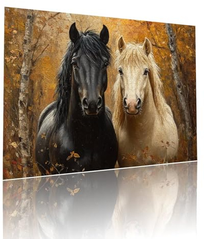 Pferd Puzzle für Erwachsene Kinder Anspruchsvoll 500 Teile Impossible Klassische Puzzles Schwer Tier ab 8 9 10 Jahre für Mädchen Jungen Jigsaw Kunst Educa, für Dekoration und Geschenke 38x52cm t-623