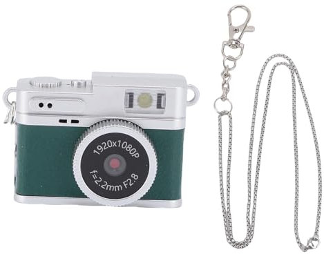 Fockety Mini KeyChain Camera, 1080p 2MP Digitalkamera med 0,96 in Färgskärm, 4 Filter, LED -flash & 32 GB Minneskort, Bärbara Retro Snap -videokameror för Inspelning (Grön)
