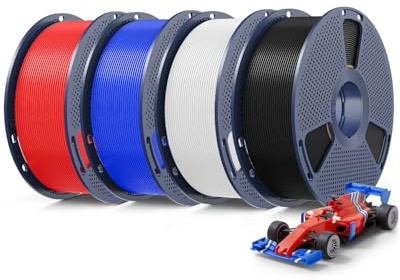 SUNLU 4KG Upgrade PLA+2.0 3D Printer Filament Bundle, PLA Plus 2.0 Filament 1.75mm, High Speed Printing, Stronger Than PLA+ Filament, 1KG per Spool, 4 Packs, Black+White+Blue+Red