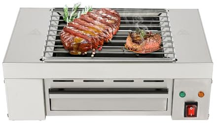 MJMLUCK Parrillas comerciales de Interior, Parrilla eléctrica sin Humo, 1500 W, 110 V, portátil, de sobremesa, para yakitori, con Rejilla extraíble para restaurantes, Fiestas y bufés.