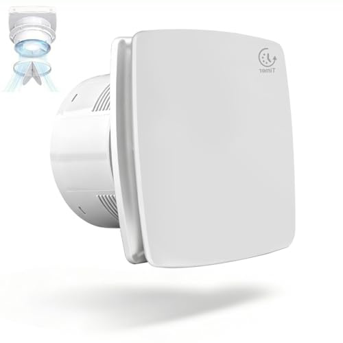 Leiser Badlüfter 150mm mit Nachlauf & Rücklaufklappe f. Bad/Dusche/Küche/WC | [IPX4, 35dB, 18W, 240 m³/h] Effizienter Abluftventilator Lüfter Wandventilator Weiß