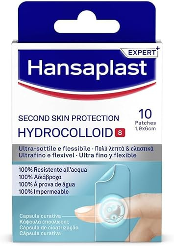 Hansaplast Second Skin Protection Cerotti Idrocolloidali S, Cerotti cicatrizzanti con capsula curativa per dita delle mani, Forte adesione, Sottili e flessibili, 1 confezione da 10 pezzi 1,9 x 6 cm