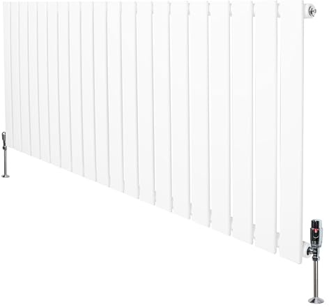 Radiador Moderno Blanco 60×140 cm de Columna Simple con Válvulas Termostáticas | Acero Premium 1.5 mm, 1270 W, Cepillo y Kit de Fijación Incluidos – Calefacción Eficiente y Elegante