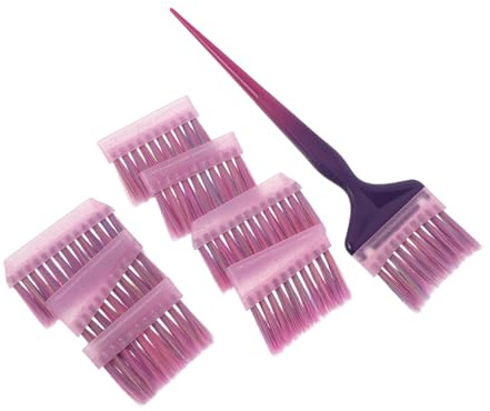 TOGEVAL Cepillo para Teñir el Cabello Reutilizable de Plástico con Cerdas Suaves, Aplicador Ergonómico Bicolor Rojo y Azul para Salón Profesional, Herramienta para Retoques, Mechas
