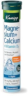 Kneipp Magnesium + Calcium + D3 Brausetabletten, Für Nerven, Muskeln und Knochen, 1 x 20 Brausetabletten
