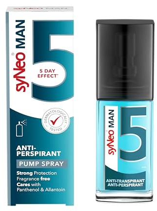syNeo 5 MAN Antitranspirant Deo Pumpspray – 5-Tage-Wirkung – extra starker Schutz gegen Schwitzen, Schweiß & Geruch – Spray für Achseln – ohne Parfum – dermatologisch getestet – für Herren – 30 ml
