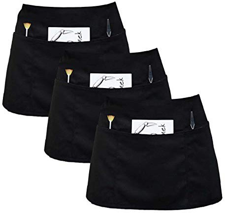 CONDA Grembiuli da Dipingere Artista Cameriera Cameriere Mezzo Grembiuli 3 pz Nero