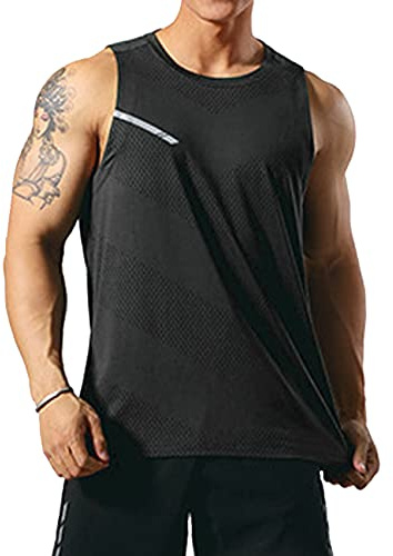 GYMAPE Herren Tank Tops Gym Aktives Laufen Schnelltrocknen Schwarz 3XL