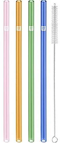 ZWILLING Sorrento - Cannucce dritte in vetro, 5 pezzi, multicolore