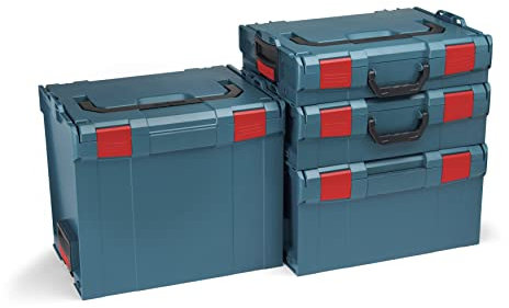 Bosch Sortimo L-BOXX Set de mallettes à outils vides en plastique - Taille 1 à 4 - Bleu Professional - Compatible avec L-BOXX Bosch Professional
