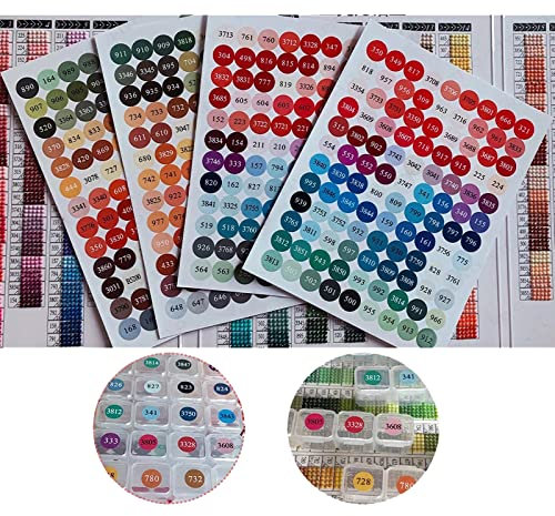 FIYO Farbnummer-Aufkleber, 447 Etiketten für mehrere Farben für Diamant Malerei-Aufbewahrungsboxen, Diamantmalerei-Nummernaufkleber, Diamantmalerei-Etiketten, Diamantmalerei-Farbkarte (2 Set)