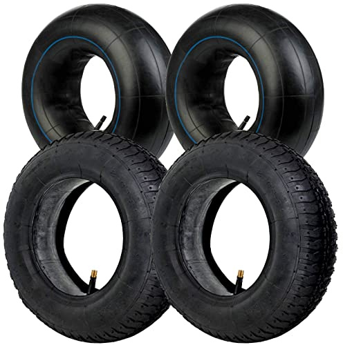 Spares2go 8,89 - 20,32 cm Pneu pour brouette, diable, chariot de remorque x 2 Chambre à air x 4