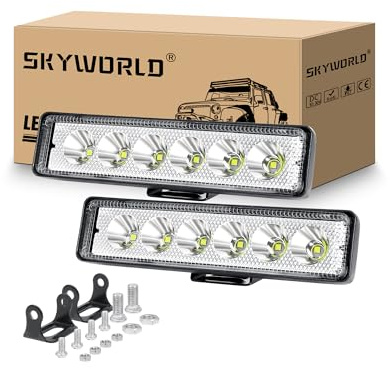 SKYWORLD 18W Led Strahler 12V KFZ 2 Stück,Wasserdicht IP67 Offroad LED Scheinwerfer Scheinwerfer Spotlight,LED Arbeitsscheinwerfer 12 Volt für Bagger, Schlepper, Gabelstapler, ATV, LKW, Offroad 4x4