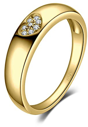 JewelryPalace Hjärta Kärlek Förlovningsring Vigselringar Ring Silver 925 Damer, Zirkonia Silverringar Förträngningsring Memoir Ring Evighetsring Bandringar Set, Damsmycken Guldpläterade 54